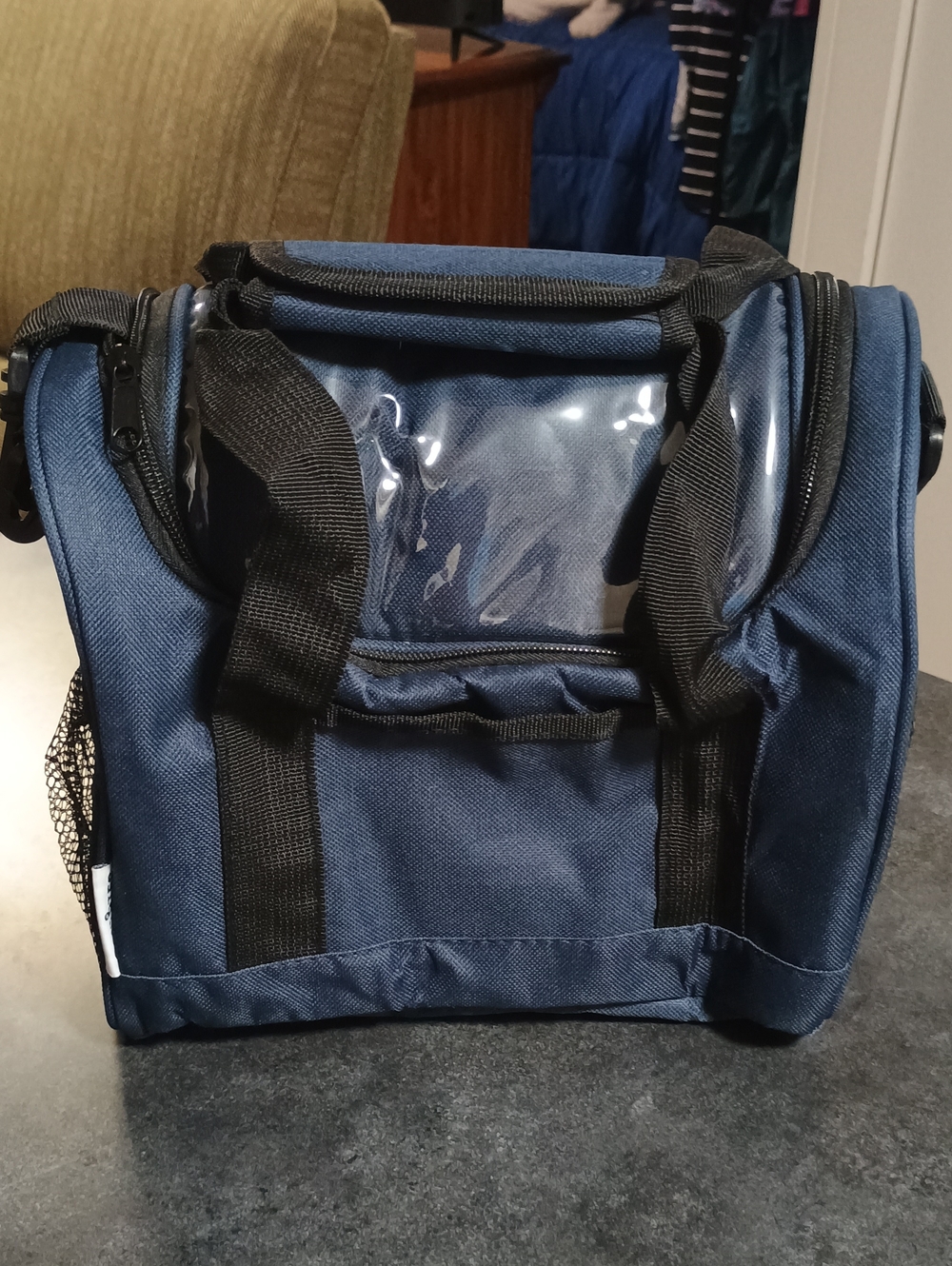 Navy Blue Insulated Lunch  Bag with Clear Front Panel